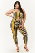 Forever21 Plus Size Striped Crop Cami & Pant Set