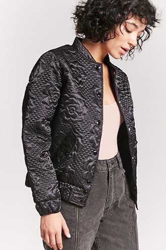 Forever21 Satin Jacquard Bomber Jacket