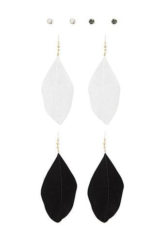 Forever21 Faux Feather Drop Earring Set