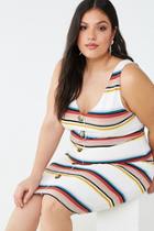 Forever21 Plus Size Striped Button-front Bodycon Dress