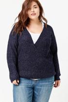 Forever21 Plus Size Marled Ribbed Surplice Sweater