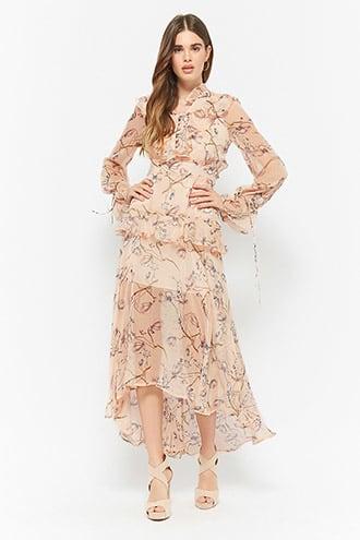 Forever21 Dark Pink Floral Maxi Dress
