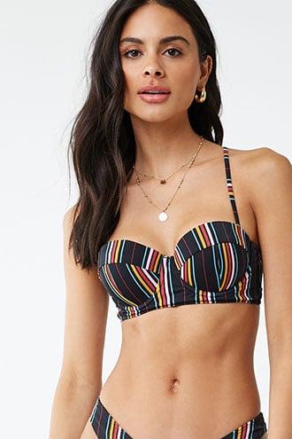 Forever21 Striped Underwire Lace-up Bikini Top