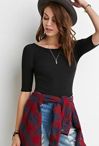 Forever21 Off-the-shoulder Ribbed Crop Top