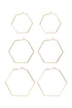 Forever21 Hexagon Hoop Earring Set
