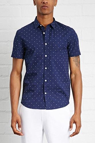 21 Men Men's  Slim-fit Geo Print Shirt
