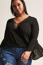 Forever21 Plus Size Crochet-lace Trim Surplice Top