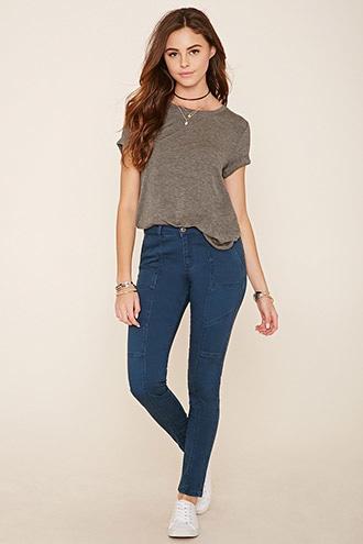 Forever21 Women's  Navy Mid-rise Skinny Jeans