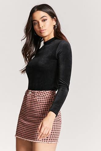 Forever21 Frayed Gingham Mini Skirt