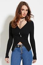 Forever21 Women's  Black Crisscross Front Top