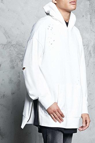 Forever21 Distressed Zip-hem Hoodie
