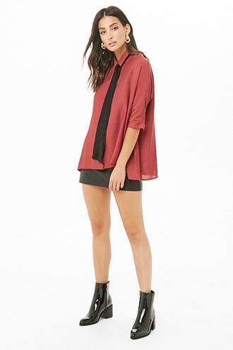 Forever21 Tie-neck Dolman Shirt