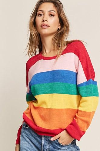 Forever21 Rainbow-stripe Top