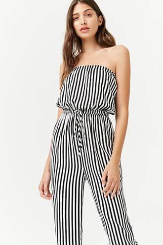 Forever21 Striped Tube Jumpsuit