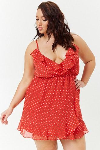 Forever21 Plus Size Polka Dot Flounce Dress