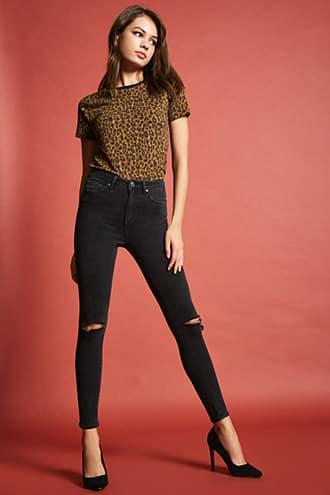 Forever21 High-rise Ripped Knee Skinny Jeans
