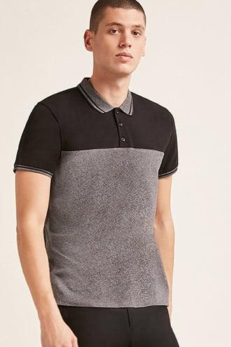 Forever21 Marled Colorblock Polo