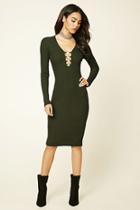 Forever21 Women's  Cutout-front Midi Dress