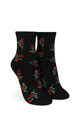 Forever21 Rose Print Crew Socks