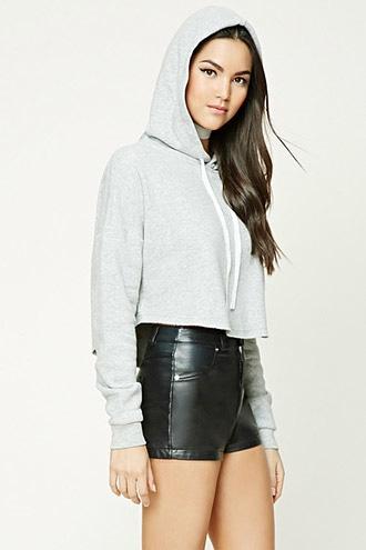 Forever21 Raw-cut Drawstring Hoodie