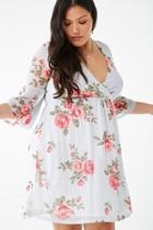 Forever21 Plus Size Striped Rose Print Dress