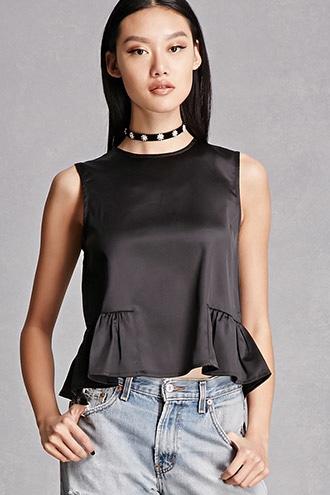 Forever21 Satin Peplum Top