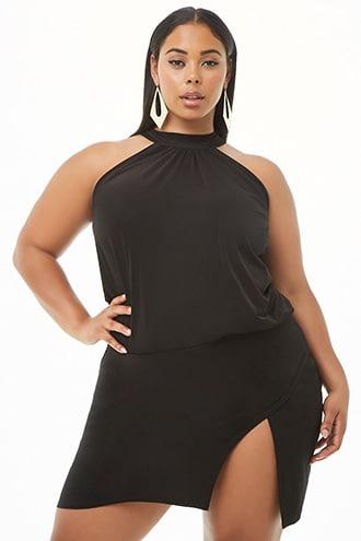 Forever21 Plus Size Shirred Halter Mini Dress