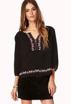 Forever21 Embroidered Peasant Blouse