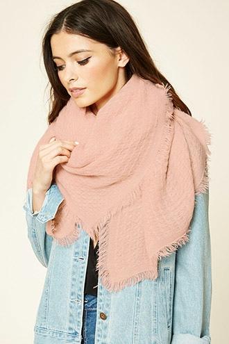 Forever21 Square-patterned Frayed Scarf