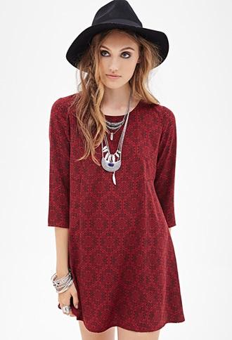 Forever21 Honeycomb Print Babydoll Dress