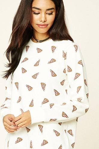 Forever21 Women's Pizza Graphic Sweatshirt
