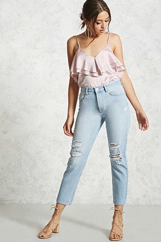 Forever21 Distressed Straight-leg Jeans