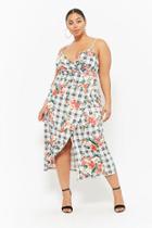 Forever21 Plus Size Floral & Plaid Faux-wrap Dress
