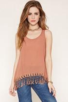 Forever21 Women's  Camel Crochet-hem Top
