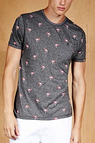 Forever21 Alpha Beta Marled Flamingo Tee