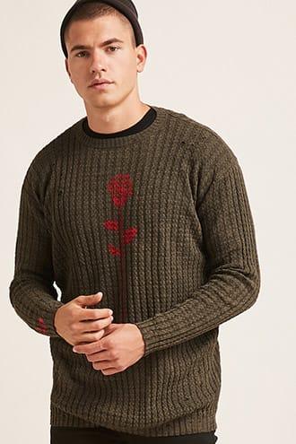 Forever21 Happiness Distressed Floral Sweater