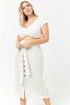 Forever21 Plus Size Striped Button-front Maxi Skirt