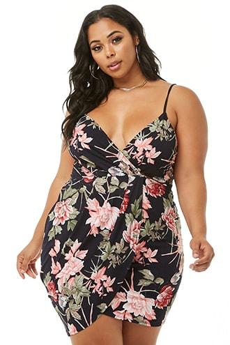 Forever21 Plus Size Tropical Faux-wrap Dress