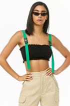 Forever21 Lettuce-edge Buckle-strap Crop Top