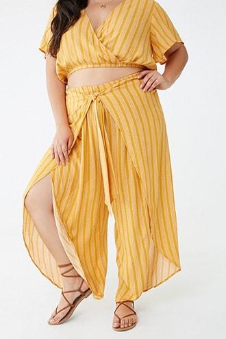 Forever21 Plus Size Striped Tulip-leg Pants