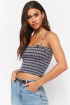 Forever21 Smocked Plaid Cropped Cami