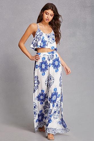 Forever21 Crop Top & Palazzo Pant Set