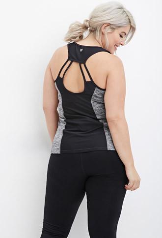 Forever21 Plus Women's  Plus Size Heathered Cutout Athletic Top