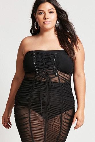 Forever21 Plus Size Shirred Mesh Dress