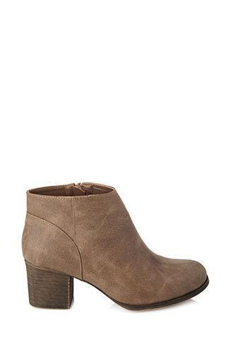 Forever21 Classic Faux Leather Booties Taupe 10