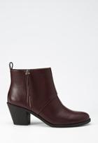 Forever21 Women's  Zippered Faux Leather Booties (wine)