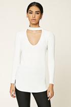 Forever21 Women's  Cutout-front High Neck Top