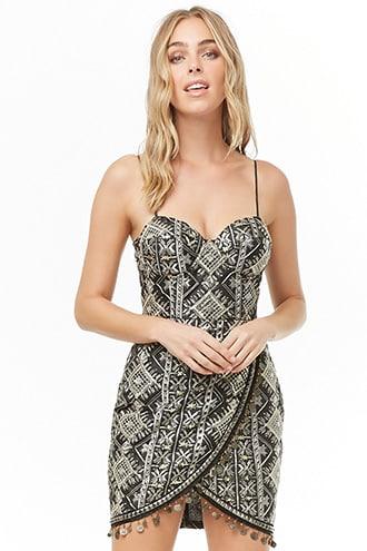 Forever21 Geo Embroidered Mini Dress