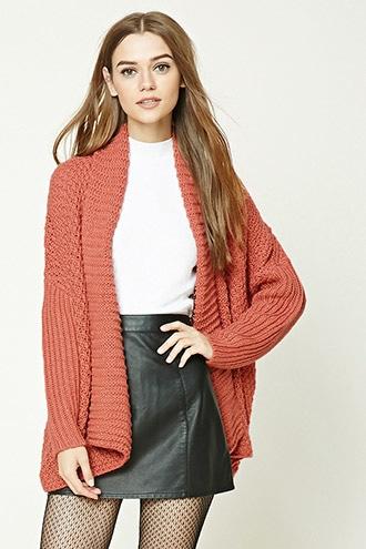 Forever21 Women's  Rust Seed Knit Dolman Cardigan