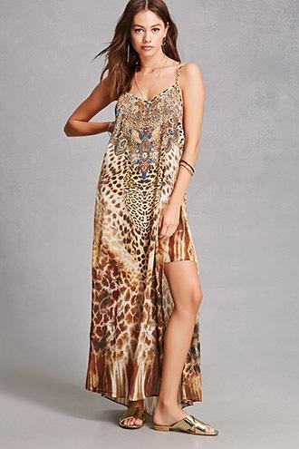 Forever21 Studded Leopard Maxi Dress